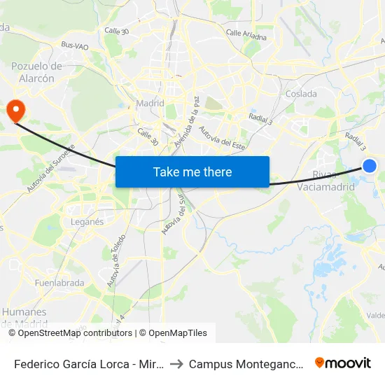 Federico García Lorca - Mirlos to Campus Montegancedo map