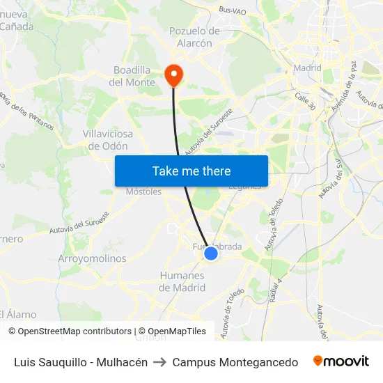 Luis Sauquillo - Mulhacén to Campus Montegancedo map
