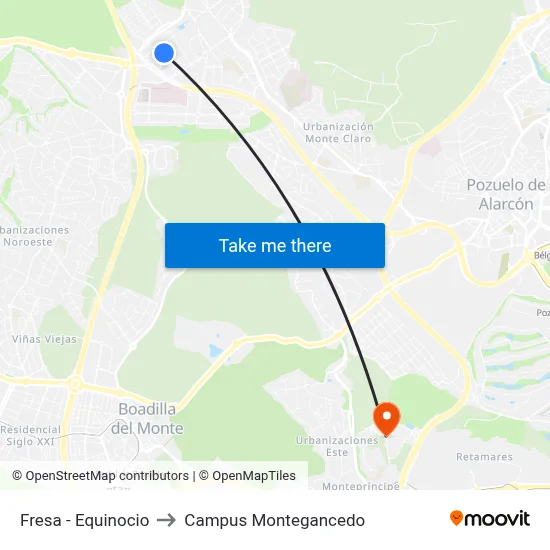 Fresa - Equinocio to Campus Montegancedo map