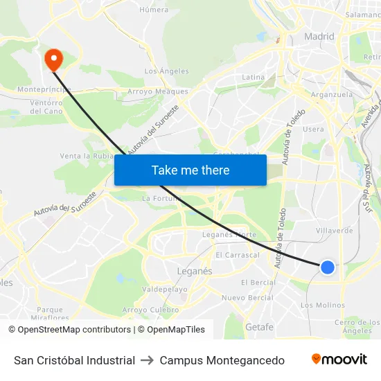 San Cristóbal Industrial to Campus Montegancedo map