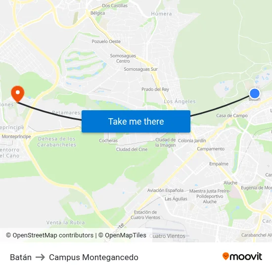 Batán to Campus Montegancedo map