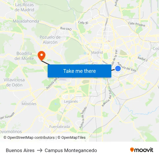 Buenos Aires to Campus Montegancedo map