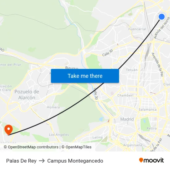 Palas De Rey to Campus Montegancedo map