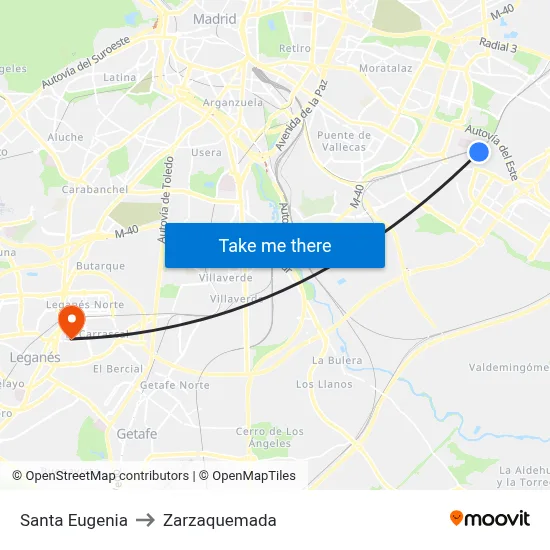Santa Eugenia to Zarzaquemada map
