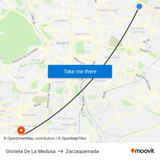 Glorieta De La Medusa to Zarzaquemada map