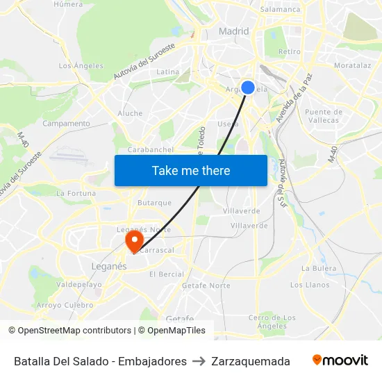 Batalla Del Salado - Embajadores to Zarzaquemada map