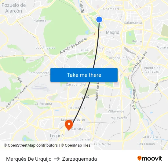 Marqués De Urquijo to Zarzaquemada map