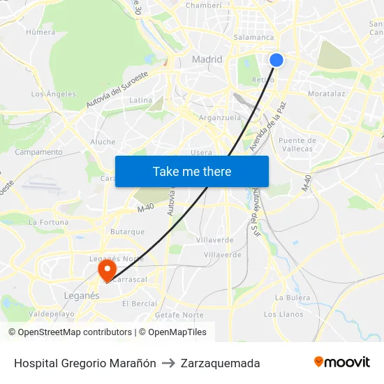 Hospital Gregorio Marañón to Zarzaquemada map