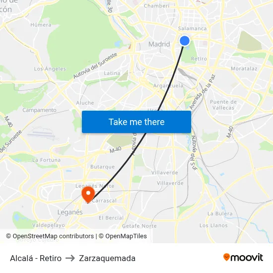 Alcalá - Retiro to Zarzaquemada map