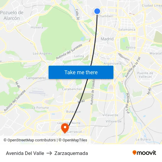 Avenida Del Valle to Zarzaquemada map