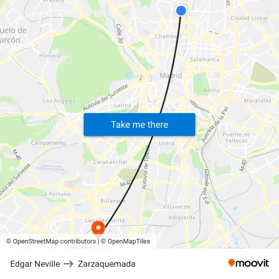 Edgar Neville to Zarzaquemada map