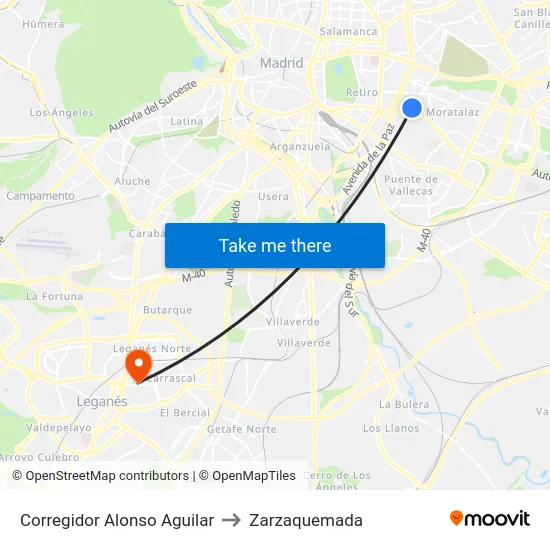 Corregidor Alonso Aguilar to Zarzaquemada map