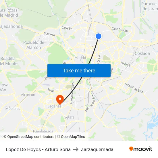 López De Hoyos - Arturo Soria to Zarzaquemada map