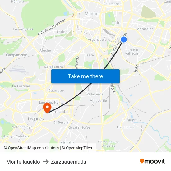 Monte Igueldo to Zarzaquemada map