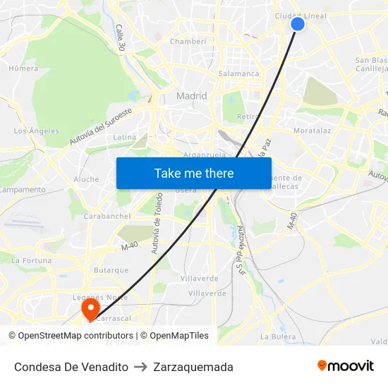 Condesa De Venadito to Zarzaquemada map