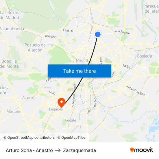 Arturo Soria - Añastro to Zarzaquemada map