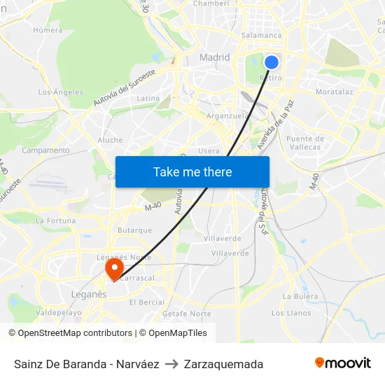 Sainz De Baranda - Narváez to Zarzaquemada map