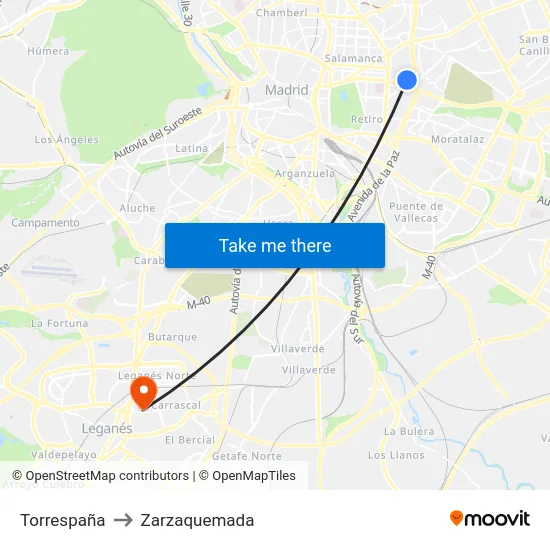 Torrespaña to Zarzaquemada map