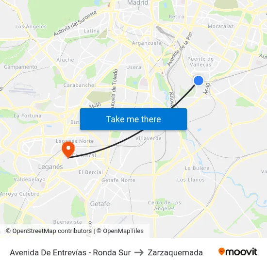 Avenida De Entrevías - Ronda Sur to Zarzaquemada map
