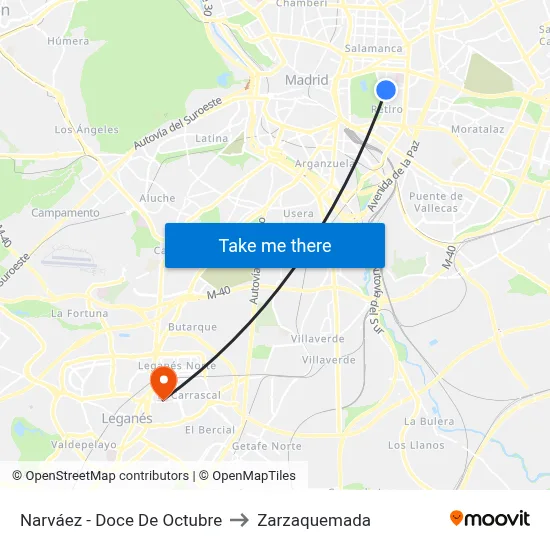 Narváez - Doce De Octubre to Zarzaquemada map
