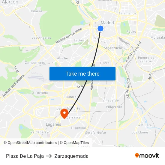 Plaza De La Paja to Zarzaquemada map