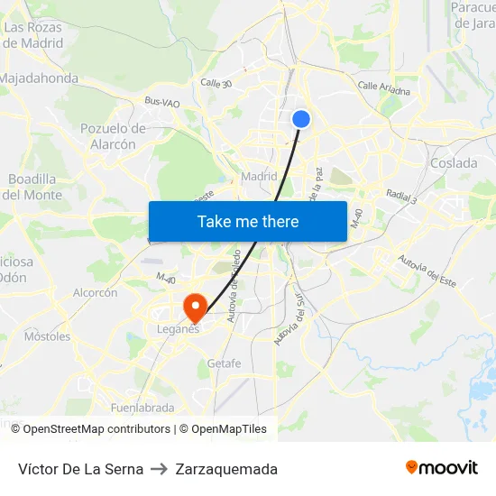 Víctor De La Serna to Zarzaquemada map