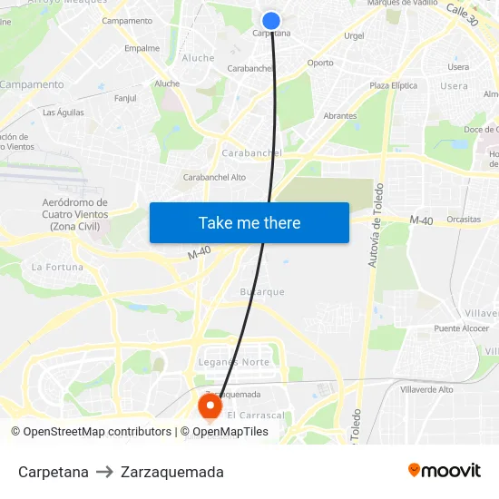 Carpetana to Zarzaquemada map