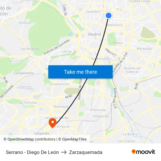Serrano - Diego De León to Zarzaquemada map