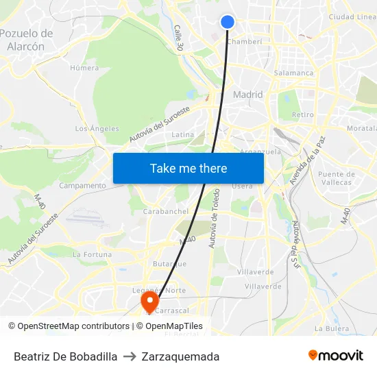 Beatriz De Bobadilla to Zarzaquemada map