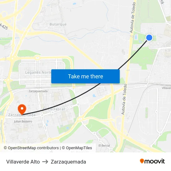 Villaverde Alto to Zarzaquemada map