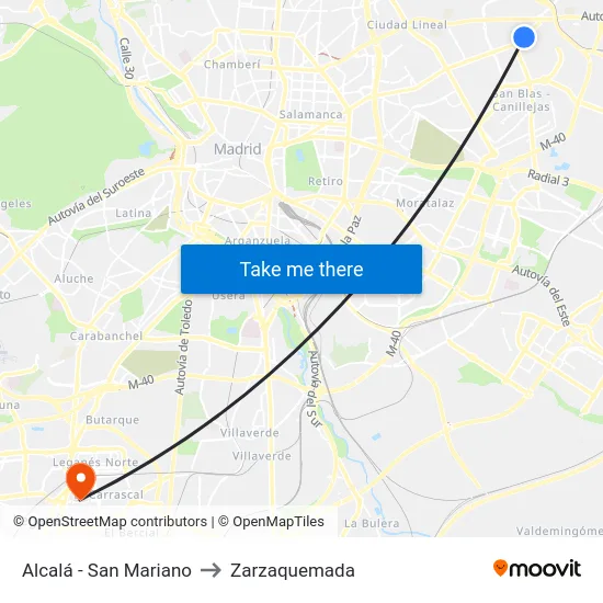 Alcalá - San Mariano to Zarzaquemada map