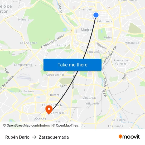 Rubén Darío to Zarzaquemada map