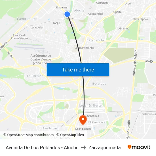 Avenida De Los Poblados - Aluche to Zarzaquemada map