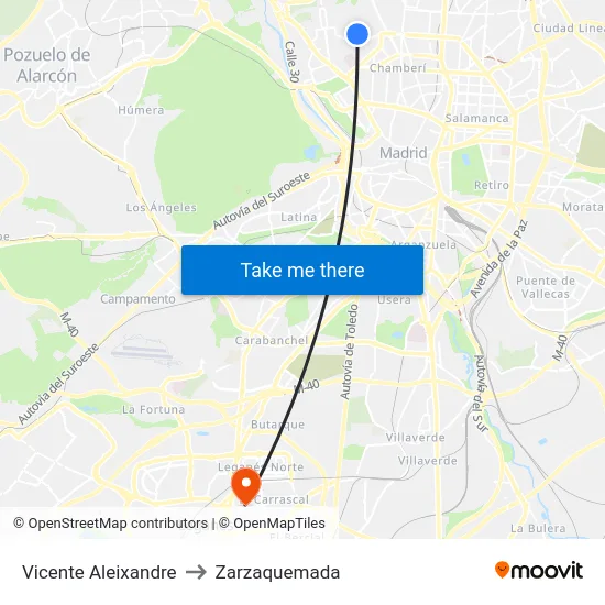 Vicente Aleixandre to Zarzaquemada map