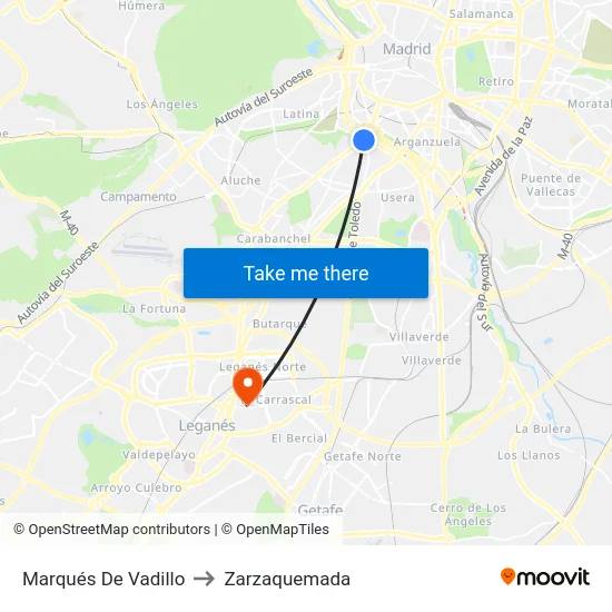 Marqués De Vadillo to Zarzaquemada map