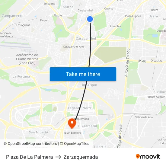 Plaza De La Palmera to Zarzaquemada map