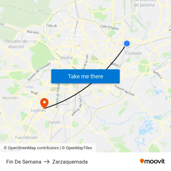 Fin De Semana to Zarzaquemada map