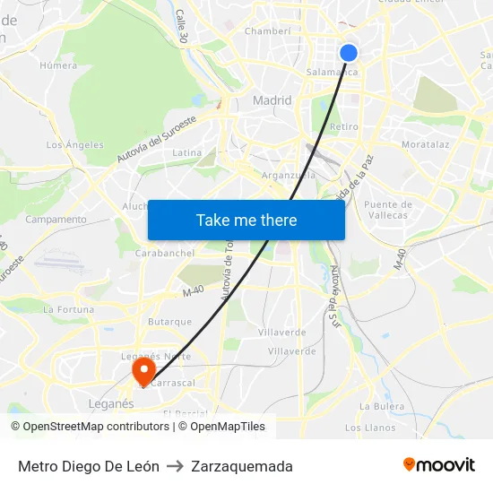 Metro Diego De León to Zarzaquemada map