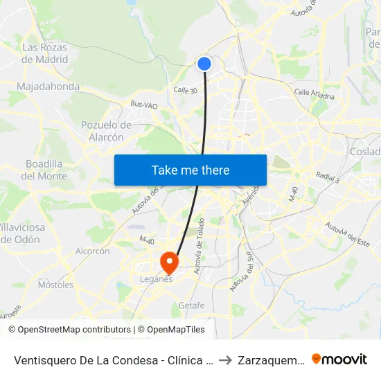 Ventisquero De La Condesa - Clínica Cemtro to Zarzaquemada map