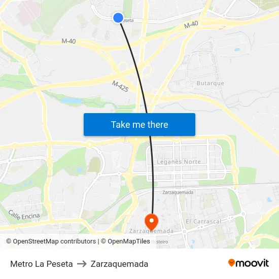 Metro La Peseta to Zarzaquemada map