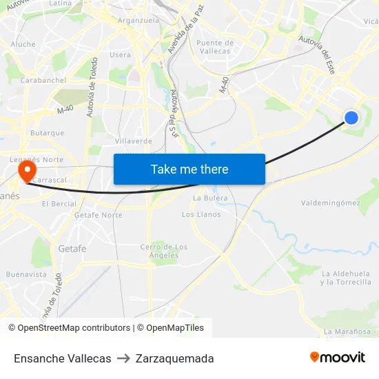 Ensanche Vallecas to Zarzaquemada map