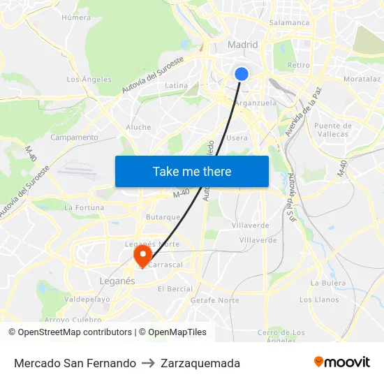 Mercado San Fernando to Zarzaquemada map