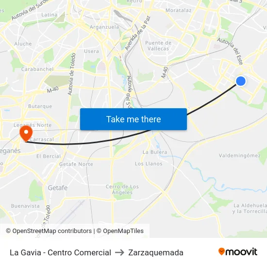 La Gavia - Centro Comercial to Zarzaquemada map