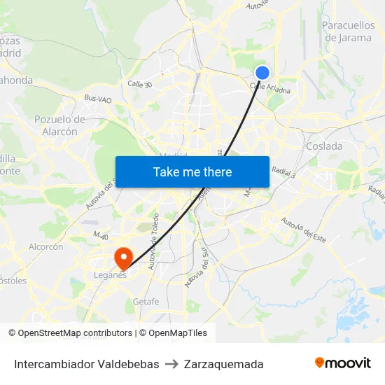 Intercambiador Valdebebas to Zarzaquemada map
