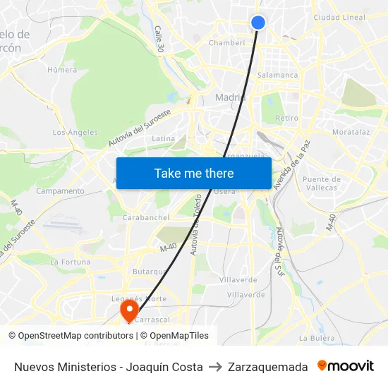 Nuevos Ministerios - Joaquín Costa to Zarzaquemada map