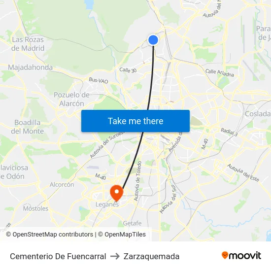 Cementerio De Fuencarral to Zarzaquemada map