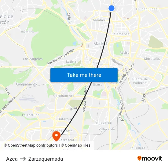 Azca to Zarzaquemada map