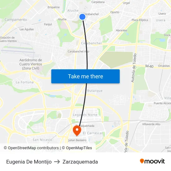 Eugenia De Montijo to Zarzaquemada map