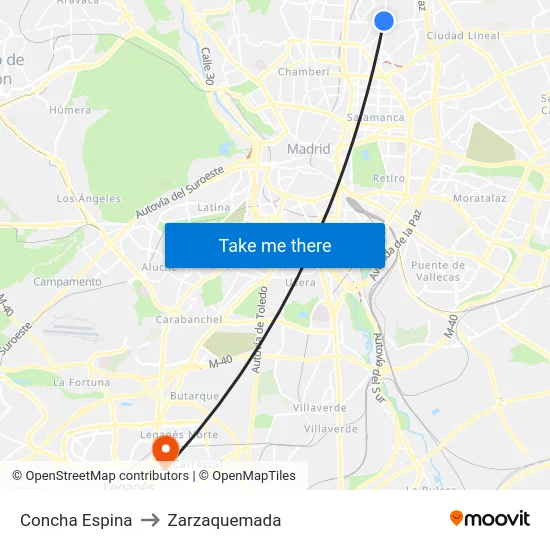 Concha Espina to Zarzaquemada map
