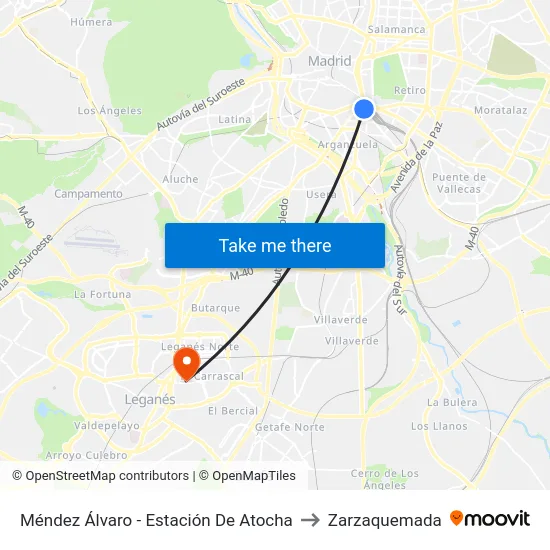 Méndez Álvaro - Estación De Atocha to Zarzaquemada map